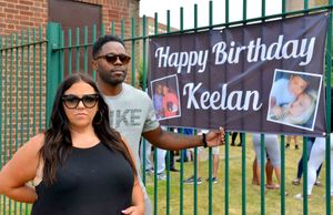 Keelan's mother Kelly Ellitts and father Gary Wilson marking his birthday