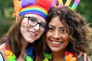 Stacey Wirizlay and Harmeet Bamsal brought a splash of colour to the dragon boat festival