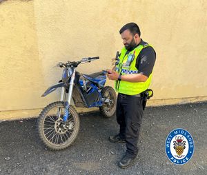 This bike was seized when offices spotted a teenager riding dangerously, the teenager was later charged for offensive weapon and drug possession