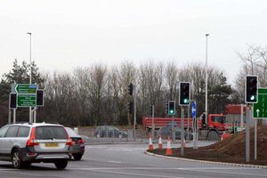 Traffic at Emstrey Island on the A5 at Shrewsbury