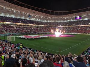 Fireworks and a light show took place before kick off