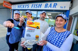 Becky Smith, Belinda Mulholland, Pani Andreou and Nicki Andreou celebrate Nicki's Fish Bar finishing runner-up