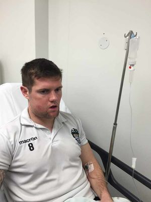 Karl Fellows, in the Queen Elizabeth Hospital in Birmingham following the assualt