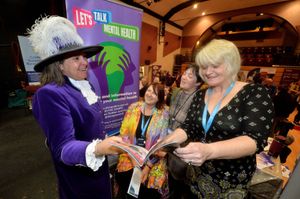 New High Sheriff: Mandy Thorn MBE is pictured chatting to: Jayne Stonehold, Trish Arthurs and Bernise Tasker, working in the mental health sector