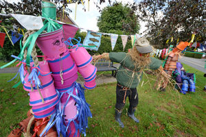 Pots in the theme of Wizard of Oz, at Boughey Road, Newport