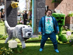 Jack Black promoting A Minecraft Movie