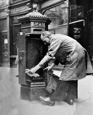 October 27, 1948: 'Shrewsbury postman William Edward Mullock is here pictured busily making the 4 o'clock collection yesterday afternoon from a hexagonal pillar box.' Picture: Frank Gortony. The picture was likely taken in The Square, Shrewsbury. 