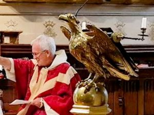 Supporting image for story: Arrest as stolen brass eagle returned to church after being recovered from Black Country scrap metal dealer 