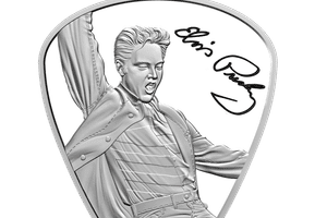 Close-up of the London Mint Elvis plectrum