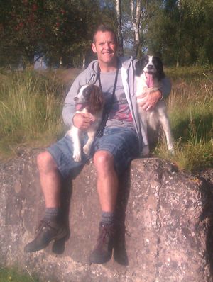 Philip Richardson with his dogs Meg and Jake (right)