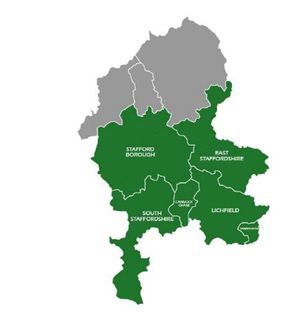 A Map Showing The Proposed Southern And Mid Staffordshire Council Included In The Proposal Document Being Considered By Cannock Chase District, East Staffordshire Borough And Stafford Borough Councils