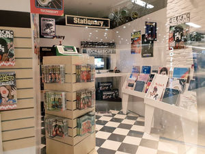 Pop up store in Grand Central featuring merchandise from the film Bandersnatch and other previous Black Mirror episode