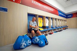 Kitman Pat Frost in the dressing room