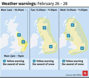 The weather warnings in place