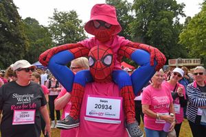 I'm seeing double! Spider-man and Spider-boy even attended the fundraiser race