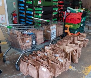 Recipe bags ready to be delivered.