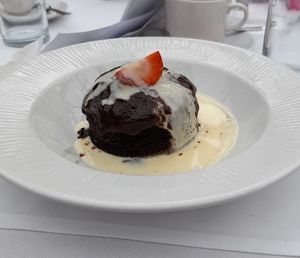 Chocolate sponge Creme Anglaise