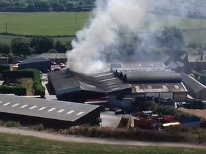 The barn fire viewed from Old Oswestry Hill Fort