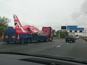Supporting image for story: Red Arrow jet spotted travelling through the Midlands
