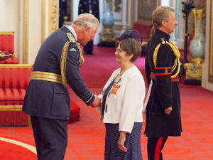 Supporting image for story: Newport Guides leader Marion collects OBE from Prince Charles
