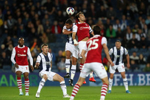 Jake Livermore of West Bromwich Albion and Matty James of Bristol City during the Sky Bet Championship between West Bromwich Albion and Bristol City at The Hawthorns on October 18, 2022 in West Bromwich, United Kingdom. (Photo by Adam Fradgley/West Bromwich Albion FC via Getty Images).