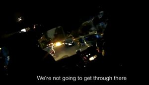 Fire engines can't get through a blocked road