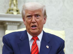 President Donald Trump talks as he meets Nato Secretary General Mark Rutte in the Oval Office