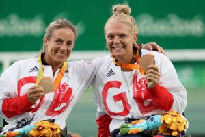 Right, Jordanne Whiley with, left, her British Wheelchair Tennis partner Lucy Shuker with their medals at the Rio Paralympics. Picture: onEdition