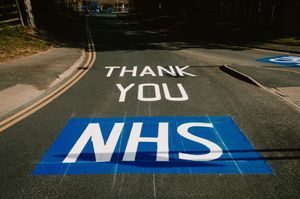 A thank you sign next to the hospital from Telford & Wrekin Council workers