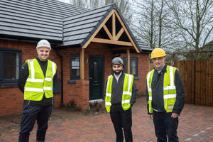 L-R: Richard Williams (Keon Homes) with Harry and Balbinder Singh Nagra (both Ashbury Timberworks)