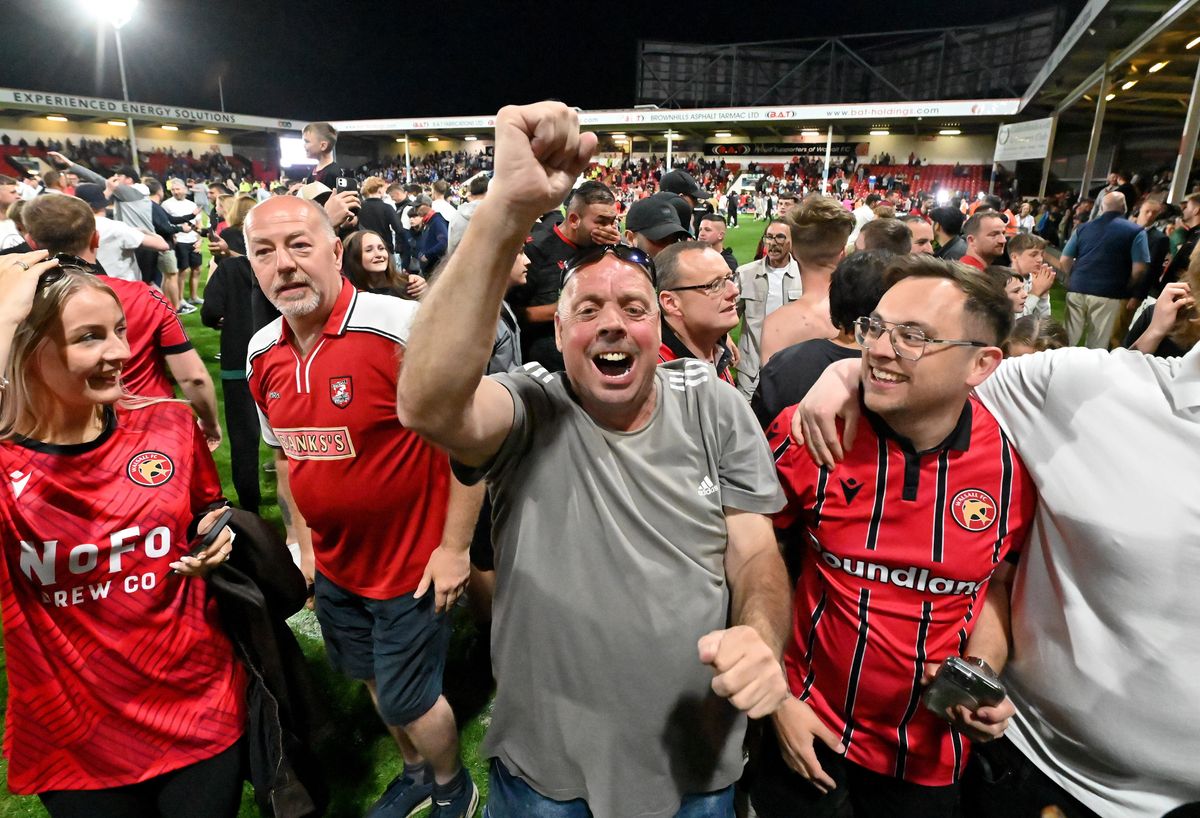 Can you spot yourself? Walsall fans celebrate Wembley trip