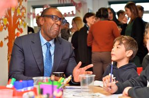 Sir Lenny Henry meets seven-year-old Sebastian Coman
