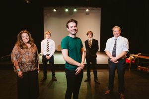 Sally Maybury, student Abe Pritchard, Henry Maybury, student Doug Carden and Dr Tom Gareh at Ellesmere College
