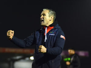 Telford boss Kevin Wilkin celebrates.