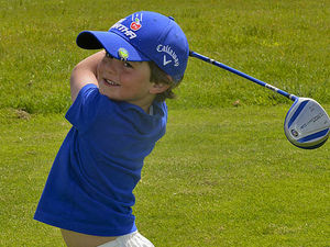 Supporting image for story: Four! Shropshire golf tot is an ace with clubs