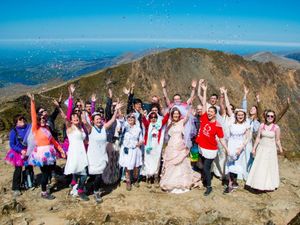 Supporting image for story: Shropshire's Maxine climbs Snowdon in her wedding dress