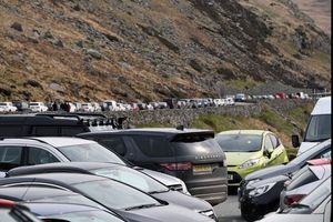 Hundreds of people visiting Snowdon yesterday despite warnings about social distancing. Image: Dave Throup