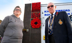 Kingswinford vice president Shelly Smith and branch chair Bob Townsend pose next to the poppy display