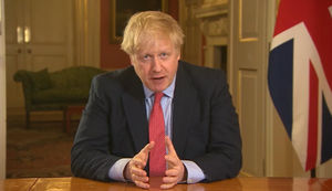 Prime Minister Boris Johnson addressing the nation from 10 Downing Street, London, as he placed the UK under lockdown