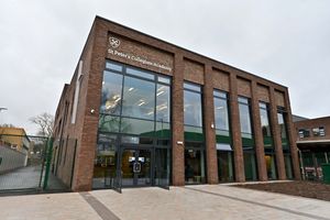 The new building has a modern look to it