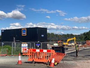 Supporting image for story: Fresh photos show latest work at Shrewsbury's new Aldi store as construction continues