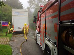 Supporting image for story: Road closed by van fire near Market Drayton