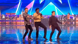 Donchez on stage with Ant and Dec on Britain’s Got Talent