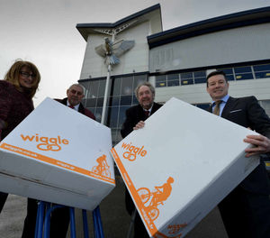 Pictured L-R: Sarah Middleton, Cllr Peter Bilson, Cllr Roger Lawrence and CEO of Wiggle, Stefan Barden.