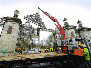 Supporting image for story: WATCH: Historic gates removed as £3m park renovation begins