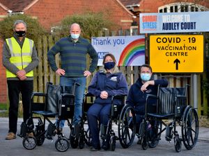Supporting image for story: Treats and wheelchairs galore for Newport's hardworking vaccine centre staff