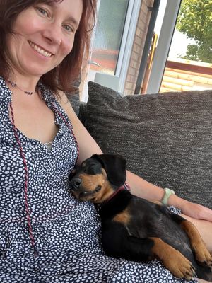 Sacha with owner Helen. Photo: West Midlands Veterinary Referrals