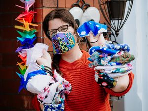 Supporting image for story: Stafford woman sews face masks to raise money for food bank