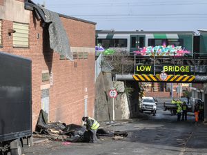 Supporting image for story: Road closed and trains delayed as winds blow part of roof off Wolverhampton factory