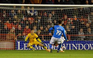 Owen Evans lets a goal in